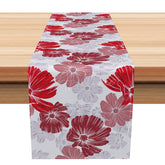 Aperturee - Aperturee Red Floral Table Runner with Warm Repeating Pattern for Traditional and Holiday Dining Decor